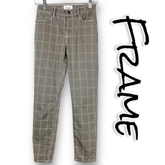 Frame Denim Pants - Frame Le High Skinny Crop Jean Window Pane Plaid Pants Womens Size 25